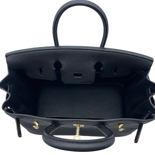 Hermes Birkin 25 Noir Togo Gold 하드웨어 W는 새겨 져 있습니다