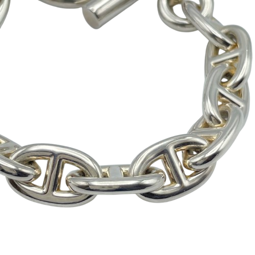 Pre-Owned Hermes Chaine Dunkle Bracelet MM Silver 925 13-panel