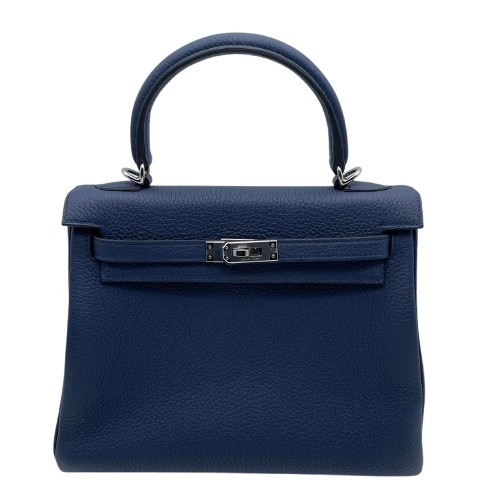 Pre-Owned Hermes Kelly 25 Brude Plus Togo Silver Fittings B Engraved