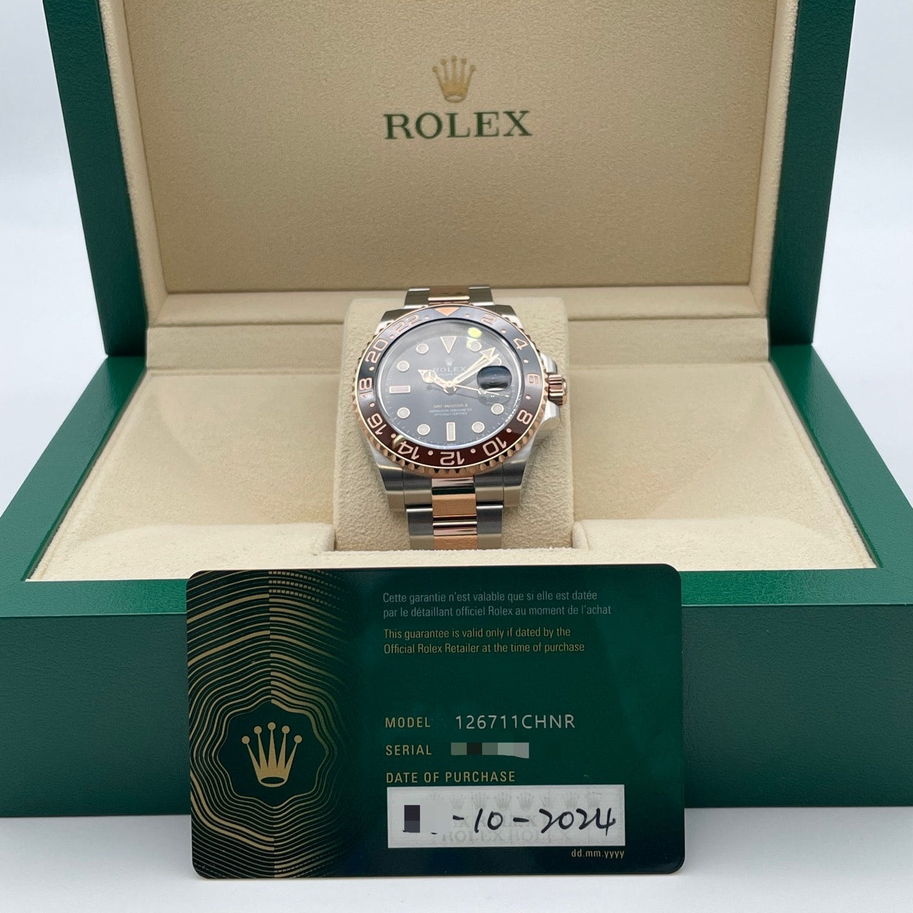Pre-Owned Rolex GMT Master II 126711CHNR Black Stainless Steel x Pink Gold Oyster Bracelet 40mm