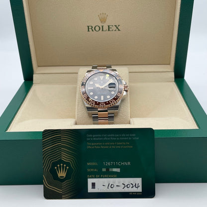 Pre-Owned Rolex GMT Master II 126711CHNR Black Stainless Steel x Pink Gold Oyster Bracelet 40mm