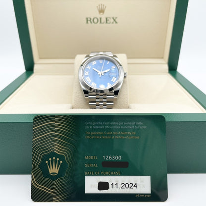 プレオウンド 【歳末大特価！】ロレックス デイトジャスト 126300 アズーロブルー ローマン ジュビリーブレス 41ｍｍ