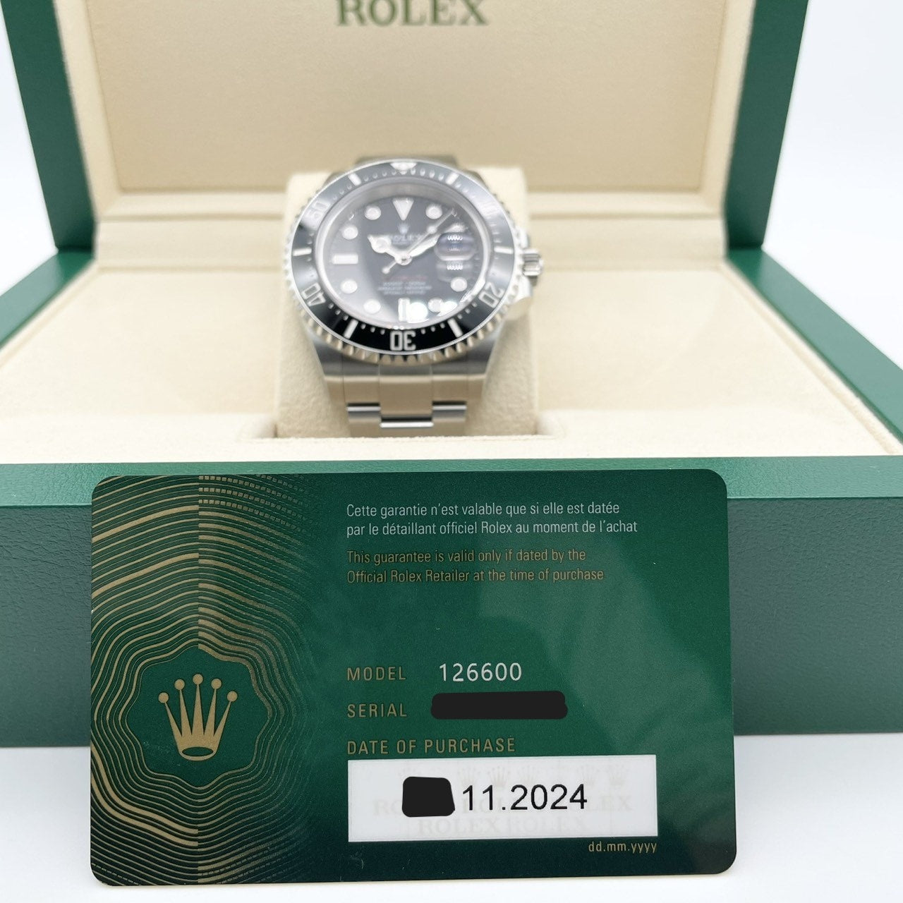 사전 소유의 롤렉스 바다 거주자 126600 블랙 굴 팔찌 43mm