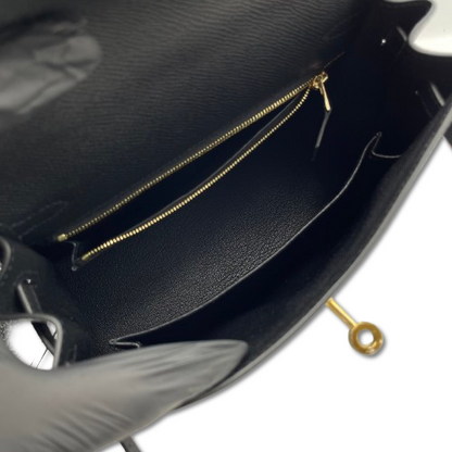 【現金特価】エルメス ケリー 25 ノワール エプソン ゴールド金具 W刻印