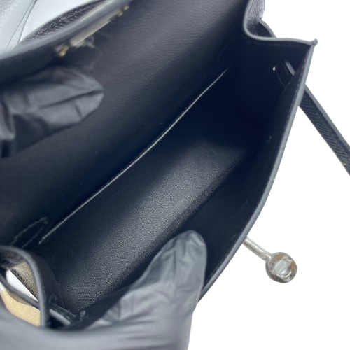 [Cash Price] Hermes Mini Kelly Noir Epson Silver Fittings W Engraved
