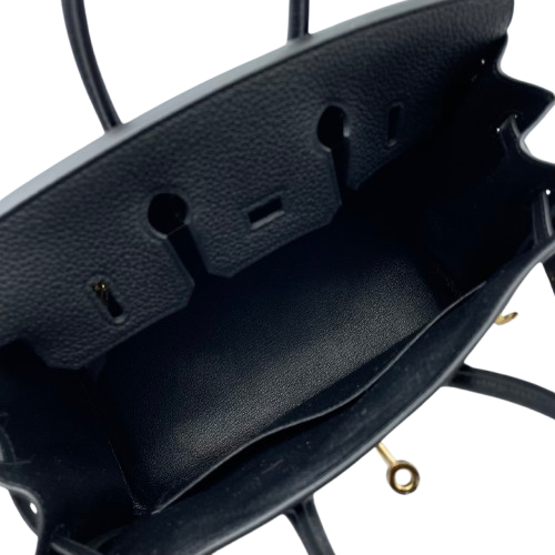 Hermes Birkin 25 Noir Togo Gold 하드웨어 W는 새겨 져 있습니다