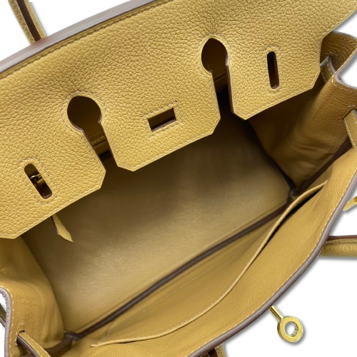 Hermes Birkin 25 비스킷 토고 골드 ​​하드웨어 B가 새겨 져 있습니다