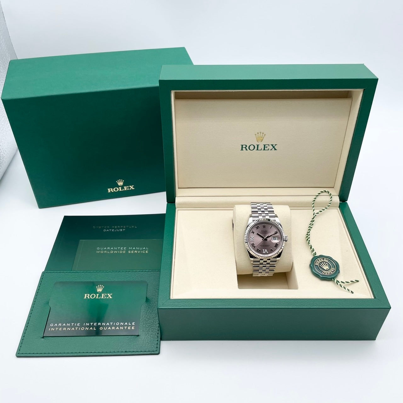 二手劳力士datejust 126234粉红色6:00 9:00禧ybilee手镯36mm