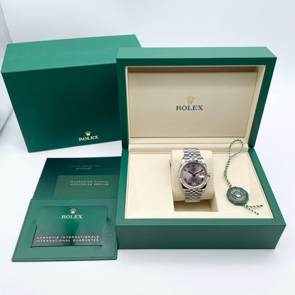 二手劳力士datejust 126234粉红色6:00 9:00禧ybilee手镯36mm