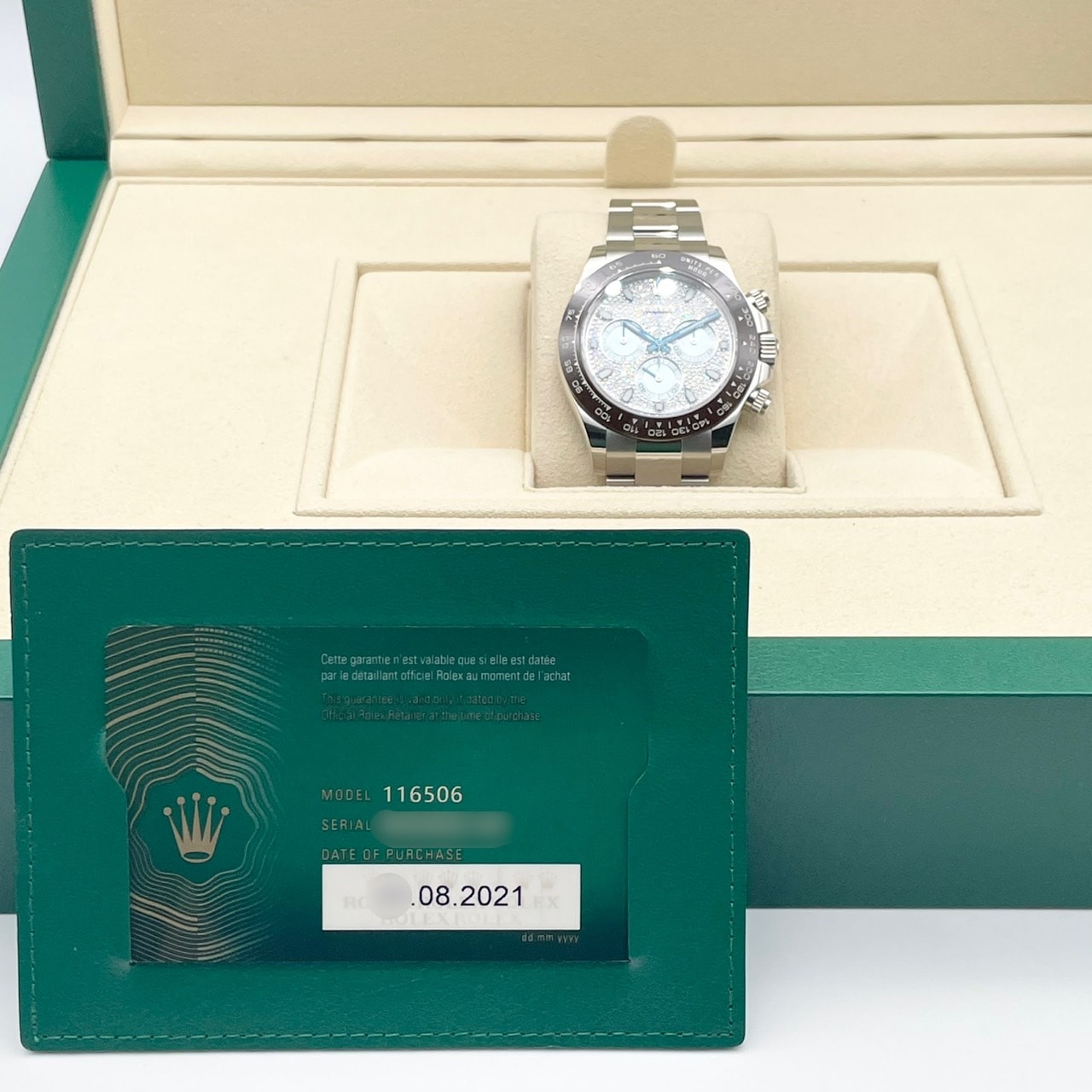 プレオウンド ロレックス デイトナ 116506 アイスブルー パヴェダイヤ プラチナ 40mm