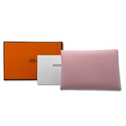 プレオウンド エルメス カルヴィ デュオ ローズサクラ シェーブル シルバー金具 W刻印