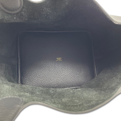 Pre-Owned Hermes Picotin Rock MM Noir Torillon Clemence Gold Hardware W Engraved