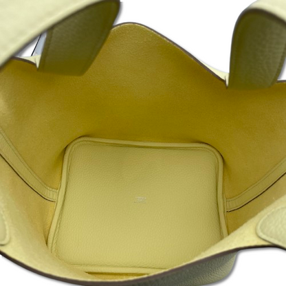 Pre-Owned Hermes Picotin Lock MM Jaune Milton Torillon Clemence Silver Fitting K Engraved