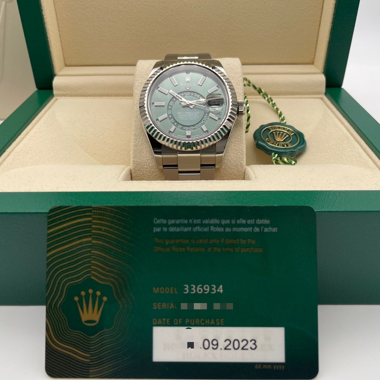 プレオウンド ロレックス スカイドゥエラー 336934 ミントグリーン オイスターブレス 42mm
