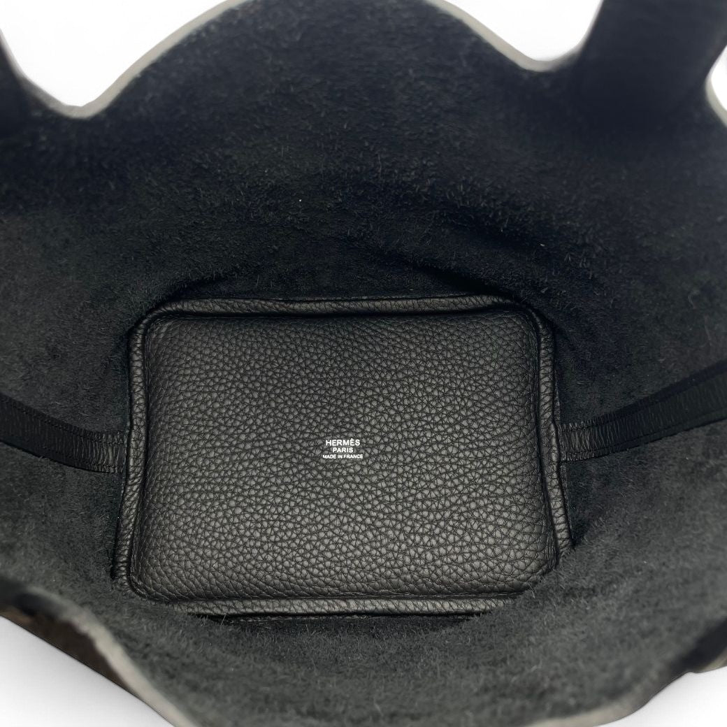 Pre-Owned Hermes Picotin Rock PM Noir Torillon Clemence Silver Fitting K Engraved