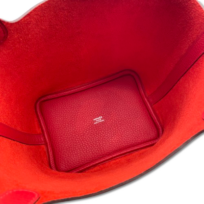 Pre-owned Hermes Picotan Lock PM Rouge Ladieu Taurillon Clemence Silver hardware K stamp