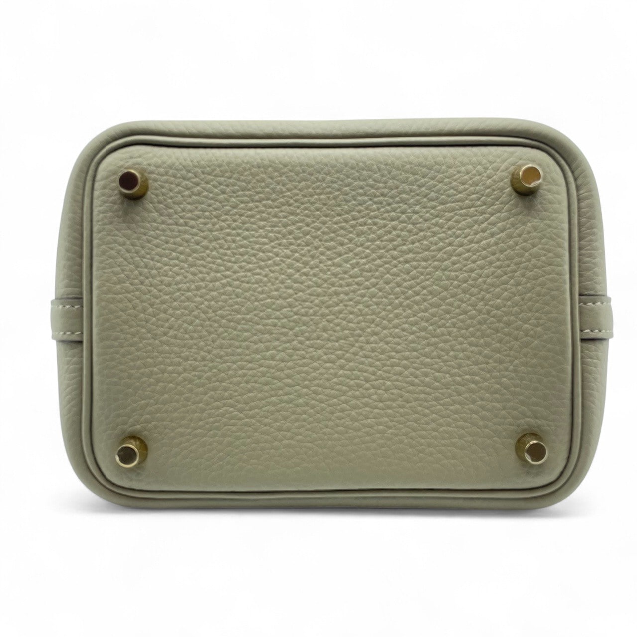 Pre-owned Hermes Picotan Lock PM Sage Taurillon Clemence Gold hardware K stamp