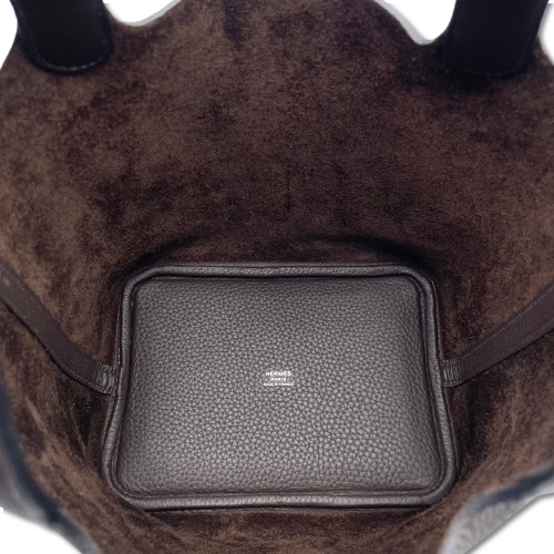 Pre-owned Hermes Picotan lock PM Evenne Taurillon Clemence Silver hardware K stamp