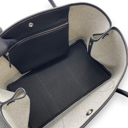 Pre-Owned Hermes Garden Party 41 Noir Toile Ash/Negonda Silver Hardware K Stamp