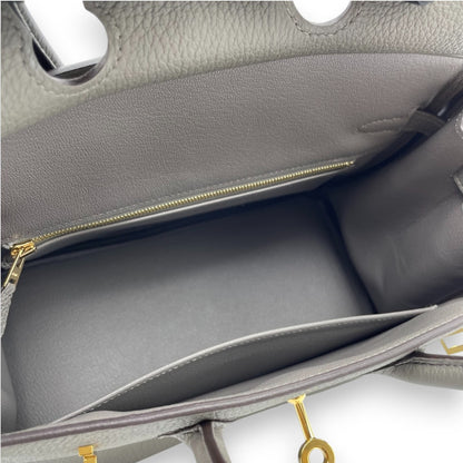 Pre-owned Hermes Birkin 25 Ethane Togo Gold hardware B engraved