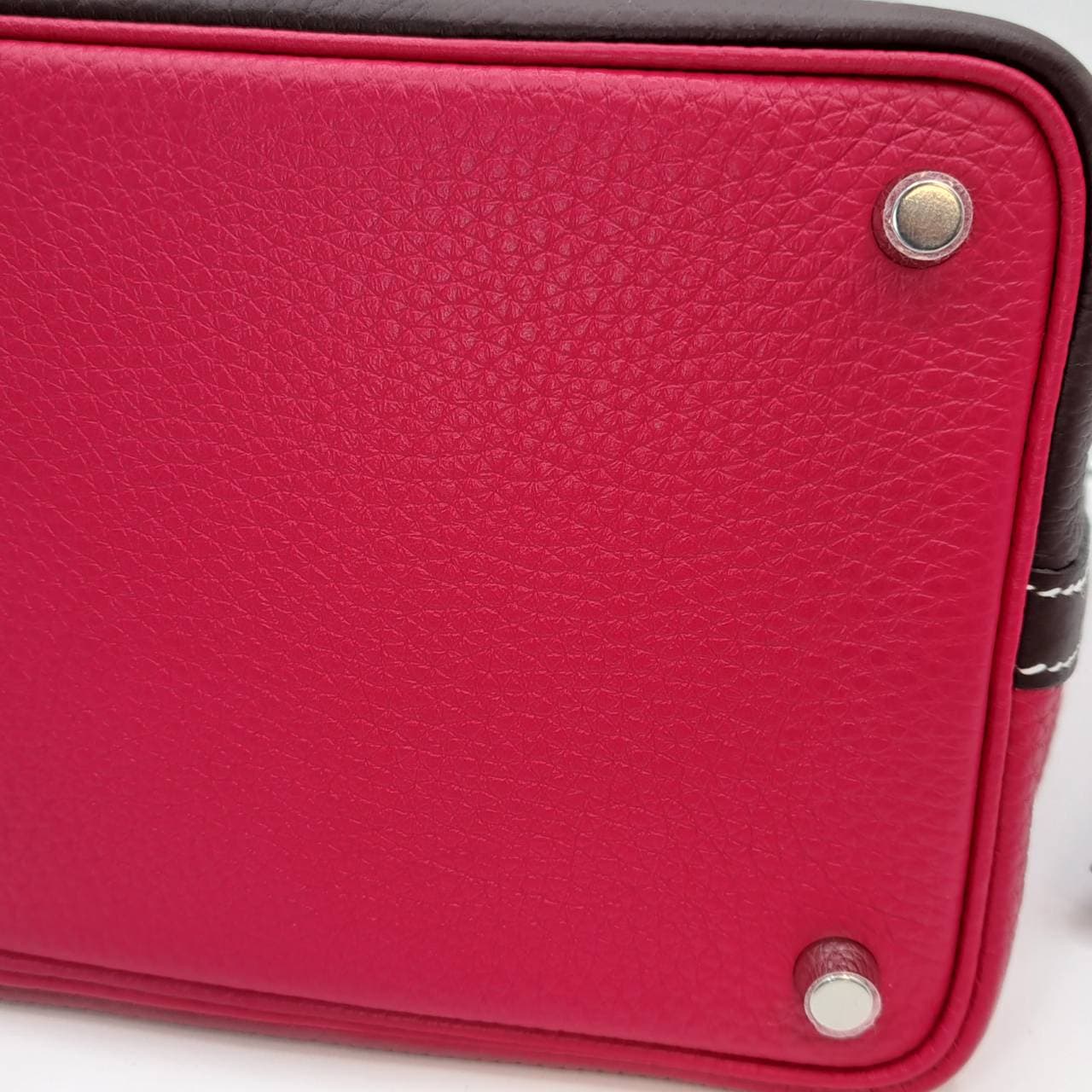 Pre-Owned Hermes Picotin Rock PM Torillon Clemence Rouge Serie/Framboise Z engraved