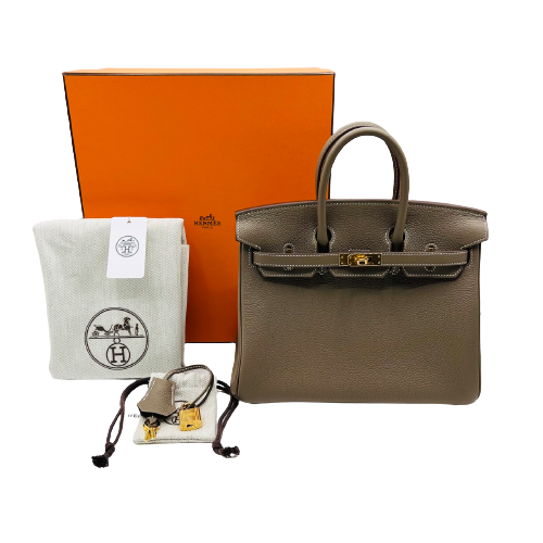 Hermes Birkin 25 Etoup Togo Gold Hardware B가 새겨 져 있습니다