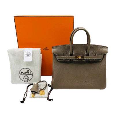 Hermes Birkin 25 Etoup Togo Gold Hardware B가 새겨 져 있습니다