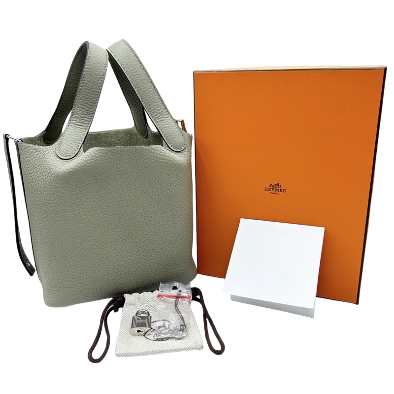 [聖誕節特價價格] Hermes Picotin Lock PM Sage Torillon Clemence Silver Fittings B刻有