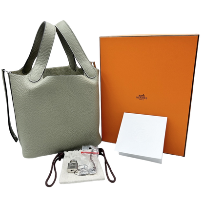 [聖誕節特價價格] Hermes Picotin Lock PM Sage Torillon Clemence Silver Fittings B刻有