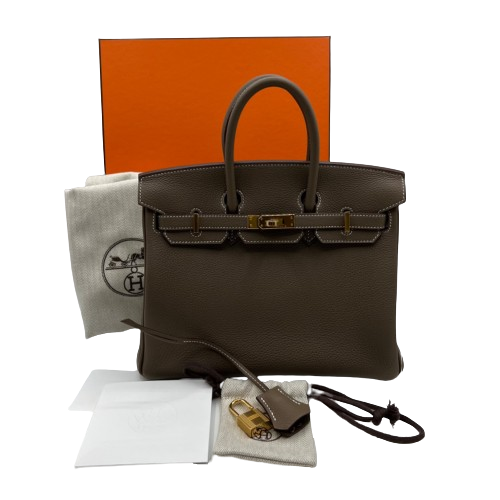 Hermes Birkin 25 Etoup Togo Gold Hardware B가 새겨 져 있습니다