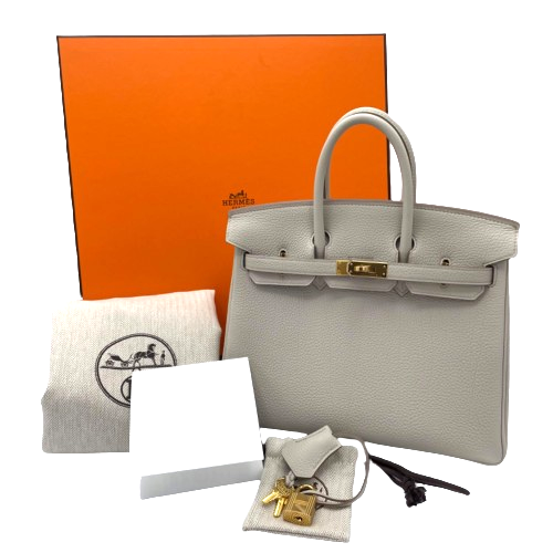 Hermes Birkin 25 Beton Togo Gold Hardware B가 새겨 져 있습니다