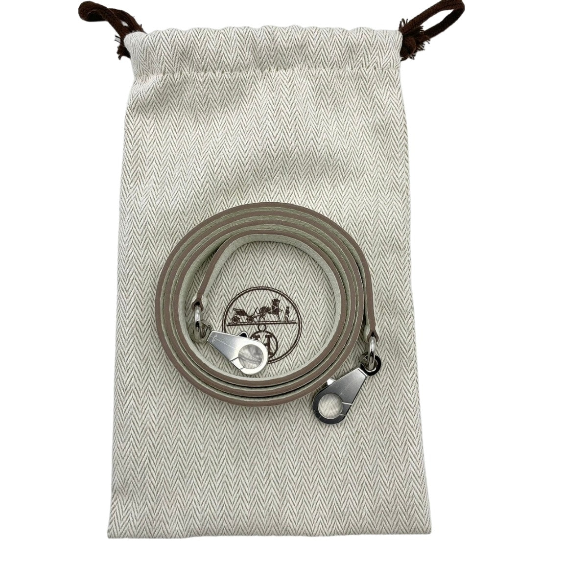 Pre-Owned Hermes Kelly 25 Mushroom Togo Silver Metal Fittings B Engraved