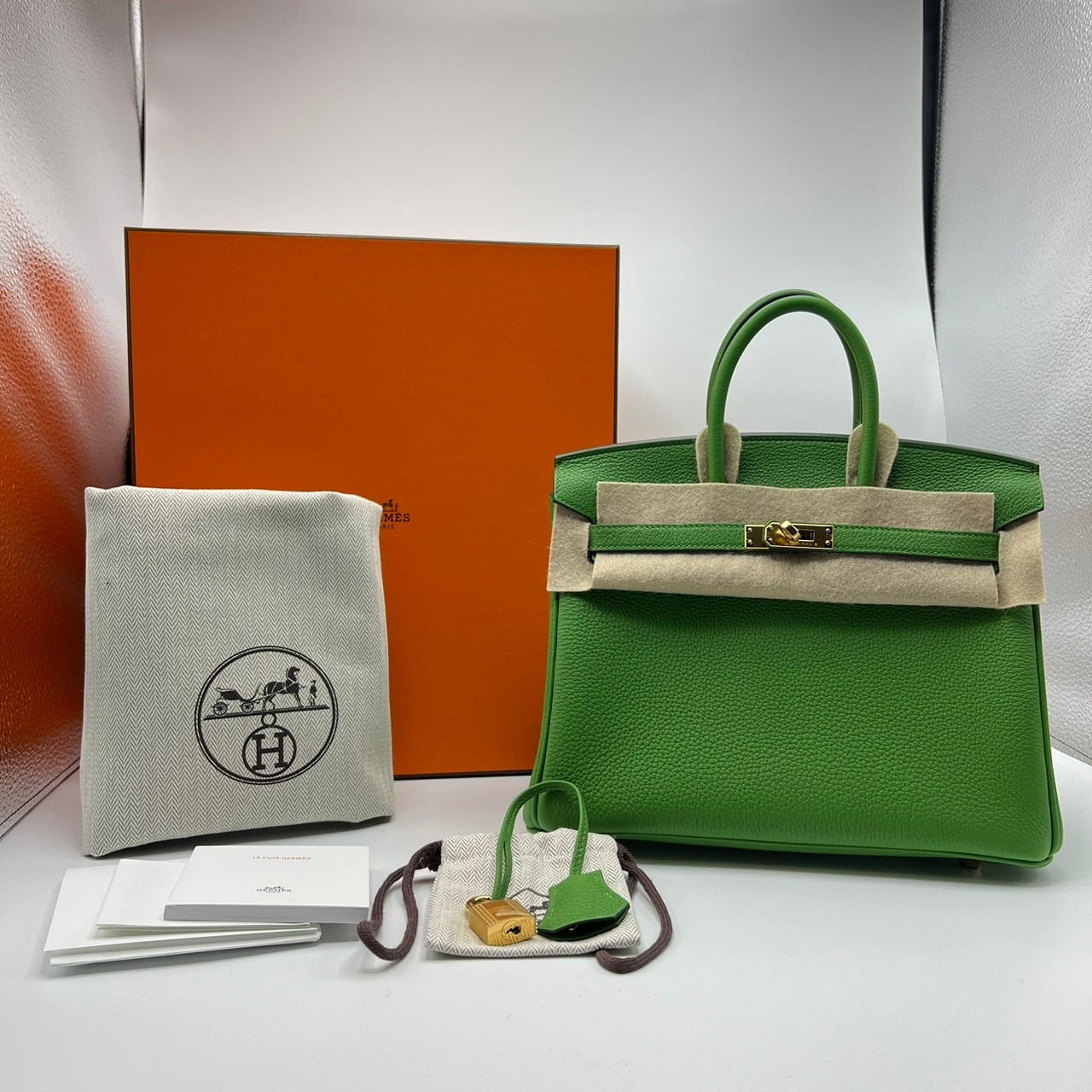 Hermes Birkin 25 Veil Yucca Togo Gold Hardware B Engraved
