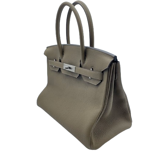 Pre-Owned Hermes Birkin 30 Tundra Togo Silver Metal Fittings B Engraved