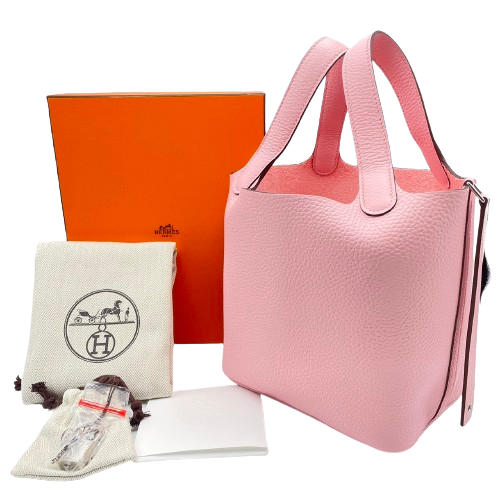 [Cash Special Price] Hermes Picotin Lock PM Rose Sakura Torillon Clemence Silver Fittings B Engraved
