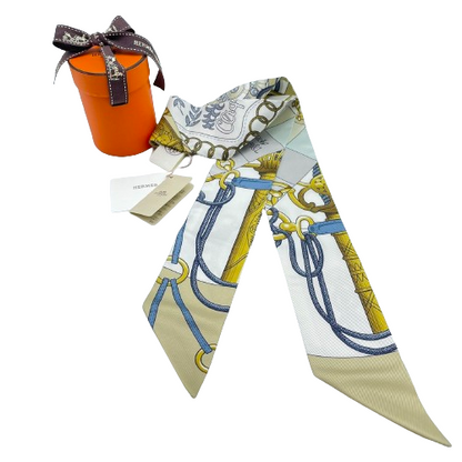 Hermes Twilly Cricketis Jaune/Claire/Blanc Silk