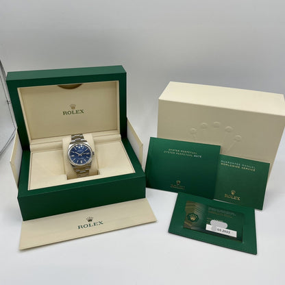 사전 소유 롤렉스 굴 영구 124300 굴 팔찌 밝은 파란색 41mm