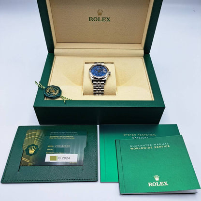 プレオウンド ロレックス デイトジャスト 278344RBR アズーロブルー フローラルモチーフ ダイヤ入り ジュビリーブレス 31mm