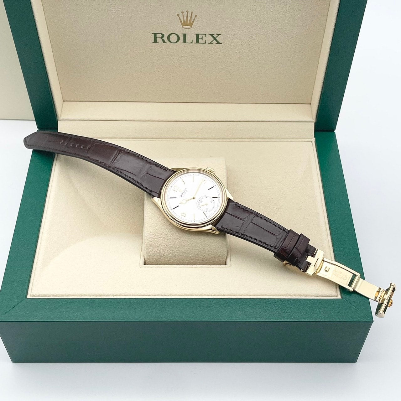 Pre-Owned [Only one bottle in Japan? Super rare white dial: Rolex 1908 52508 White Yellow Gold 39mm
