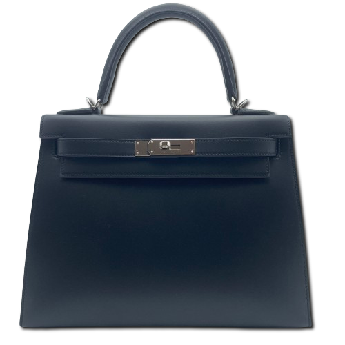 [Cash Price] Hermes Kelly 28 Noir Sombrero Silver Fittings A Engraved