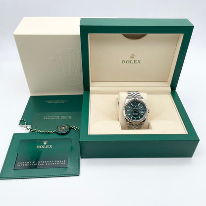 Pre-Owned Rolex Sky Dweller 336934 Mint Green Jubilee Bracelet 42mm