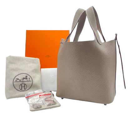 Hermes Picotin Lock PM Etoupe Torillon Clemence Silver Fittings w 새겨 져