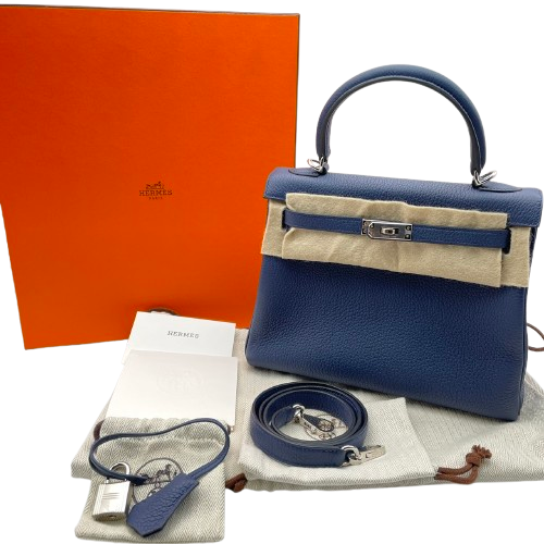 Pre-Owned Hermes Kelly 25 Brude Plus Togo Silver Fittings B Engraved