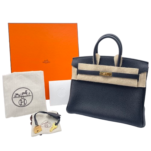 [現金價格]愛馬仕·伯金（Hermes Birkin）25黑色多哥金色硬件W刻有