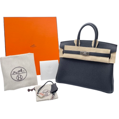 Hermes Birkin 25 Noir Togo Silver Metal Fittings w 새로워
