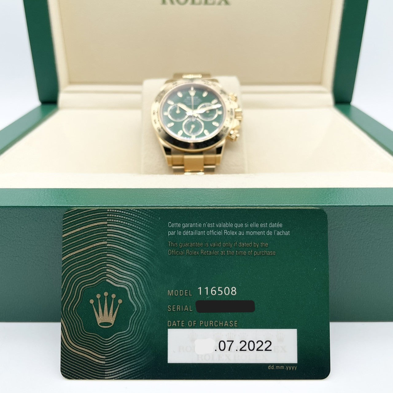[包括新費用！ ]】勞力士代托納116508綠色牡蠣手鍊40mm
