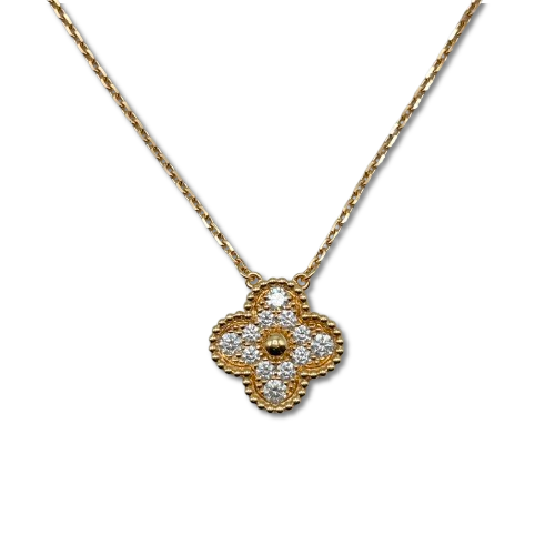 Pre-Owned Van Cleef & Arpels Vintage Alhambra Necklace VCARP2R300 Diamond Rose Gold