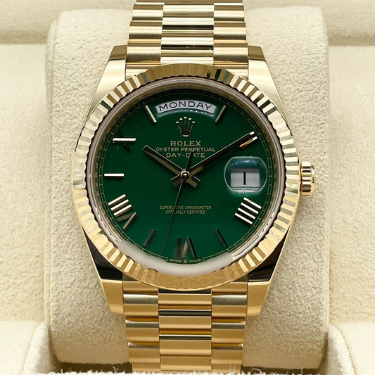 プレオウンド ロレックス デイデイト 228238 グリーン プレジデントブレスレット 40mm