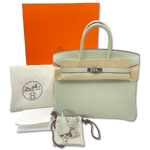Hermes Birkin 25 Grineve Togo Silver Metal Fittings B 새겨 져