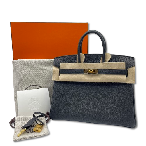 Hermes Birkin 25 Noir Togo Gold 하드웨어 W는 새겨 져 있습니다
